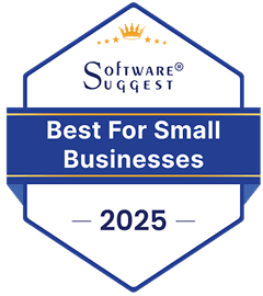 Collaborator Best for Small Business 2025 – shield-shaped badge in blue and gray from SoftwareSuggest